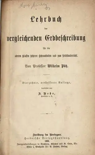 Lehrbuch der vergleichenden Erdbeschreibung f?r die oberen Klassen h?herer Lehranstalten sowie zum Selbststudium. 