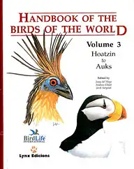 Handbook of the Birds of the World  - Vol. 3: Hoatzin to Auks. 