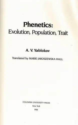 Phenetics: Evolution, Population, Trait. 