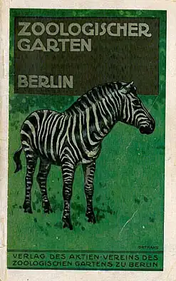 Führer durch den Berliner Zoolog. Garten (Zebra), Rückseite innen "Elefanten in den Straßen Berlins". 