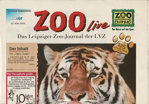 Zoo Live, Das Leipziger Zoo Journal, 22.3.2003. 