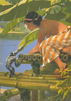 Das Tier und wir (malayische Frau und Gibbon) Juli, August, September 1937. 