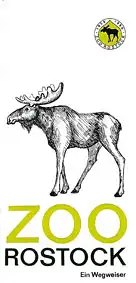 Ein Wegweiser (Elchzeichnung) Kurzinfo mit Plan. 