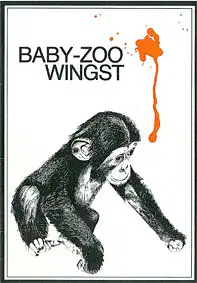 Info (Zeichnung junger Schimpanse, roter Fleck). 