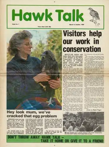 Hawk Talk. Issue no. 1, March to October, 1989. 