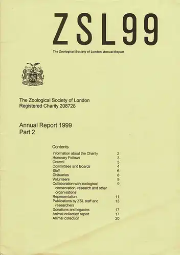 Annual Report 1999  Part 2 (Tierbestand). 