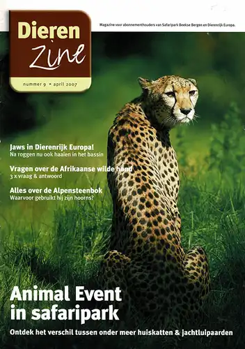 Dierenzine. Nummer 9, april 2007. magazine voor abonnementhouders van Safaripark Beekse Bergen en Dierenrijk. 