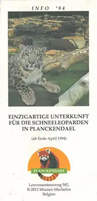 Informationsblatt "Einzigartige Unterkunft f?r die Schneeleoparden in Plankendael" / "Erneuerte Raubtierunterkunft". 