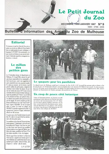 Le Petit Journal du Zoo Decembre 1986/Janvier 1987 - No 9. 