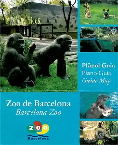 Guide Map Barcelona Zoo (Gorilla Jungtiere und 4 kleine Fotos). 