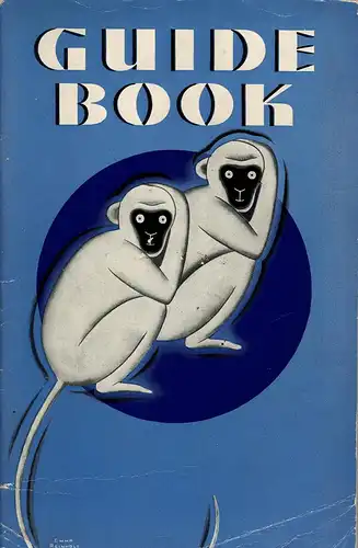Guidebook (Blauer Hintergrund, Zeichnung Affen). 