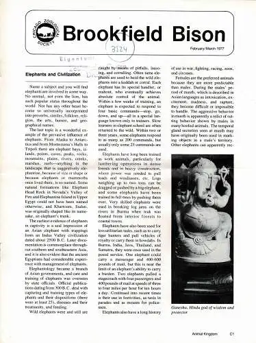 Chicago Zoological Society, BISON (February/March, 1977). 