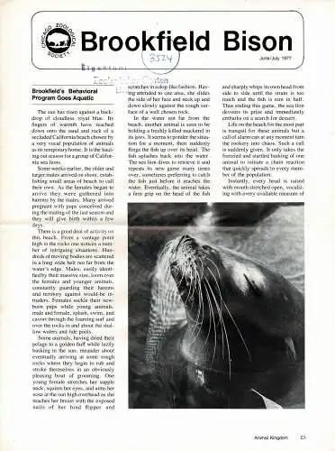 Chicago Zoological Society, BISON (June/July, 1977). 