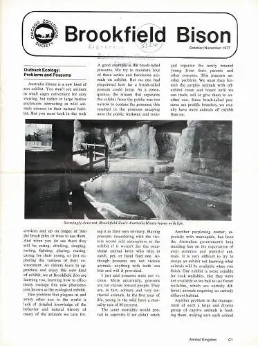 Chicago Zoological Society, BISON (October/November, 1977). 