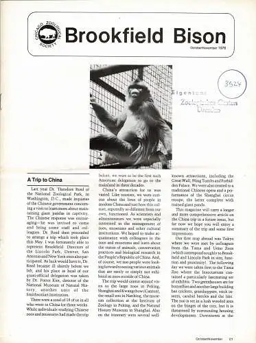Chicago Zoological Society, BISON (October/November, 1978). 