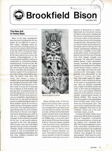 Chicago Zoological Society, BISON (April/May, 1979). 