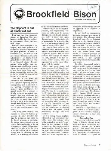 Chicago Zoological Society, BISON December 1979 / January 1980). 