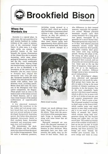 Chicago Zoological Society, BISON February / March1980). 