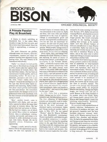 Chicago Zoological Society, BISON (Juni/Juli 1981). 