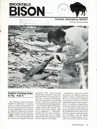 Chicago Zoological Society, BISON (December 1981/January 1982). 