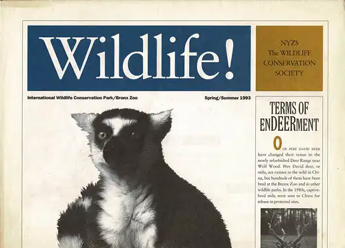 Wildlife! Spring / Summer 1993 (Katta) mit Plan von International Conservation Park/Bronx Zoo. 