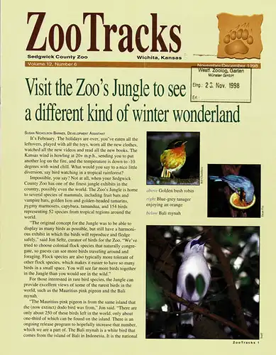 Zoo Tracks (Newsletter) Volume 12, No.6. 