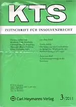 KTS. Zeitschrift für Insolvenzrecht. 72 Jg., Heft 3 September 2011. 