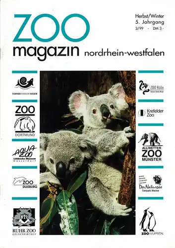 ZOOmagazin NRW Herbst/Winter 1999 (Themen u.a.: Keas im Dortmunder Zoo, das neue Tropenhaus im Kölner Zoo, Der Schneeleopard im Krefelder Zoo). 