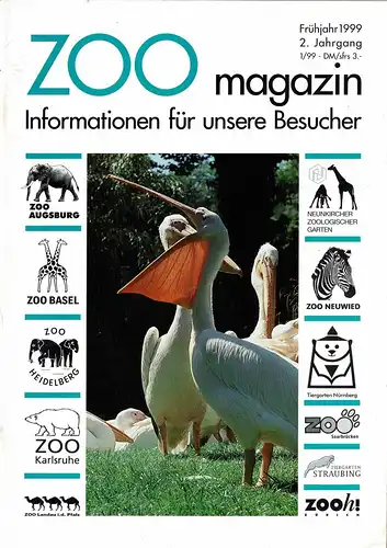 ZOOmagazin Süd Frühjahr 1999  (Themen u. a.: Eine seltene asiatische Antilope im Karlsruher Zoo, Baum- und -Naturlehrpfad im Zoo Neuwied, Das Donau-Aquarium im Tiergarten Straubing). 