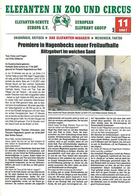Elefanten in Zoo und Circus. Das neue Elefanten-Magazin.  Heft 11/2007. 