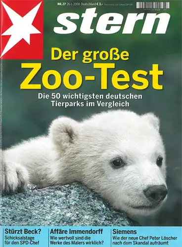 stern Nr. 27; Der große Zoo-Test. 39 Tierparks im Vergleich (u.a. Themen). 