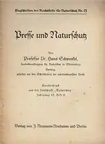 Sonderdruck aus der Zeitschrift "Naturschutz" Jahrgang 18; Heft 6: Presse und Naturschutz. 