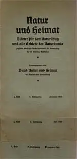 Natur und Heimat. Blätter für den Naturschutz und alle Gebiete der Naturkunde, zugleich amtliches Nachrichtenblatt für Naturschutz in der Provinz Westfalen. 7. Jahrgang, Hefte 1, 2 und 3. 