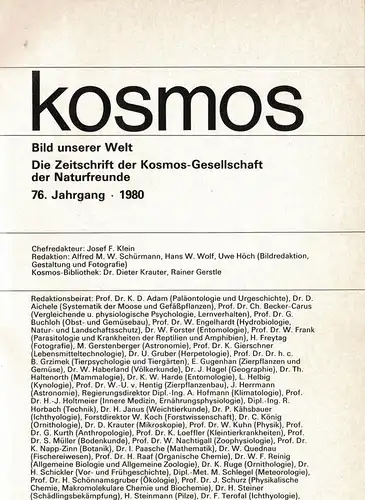 Kosmos. Bild unserer Welt. Die Zeitschrift der Kosmos-Gesellschaft der Naturfreunde. 67. Jahrgang 1971. 12 Hefte. 