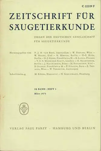 Zeitschrift für Säugetierkunde. Organ der Deutschen Gesellschaft für Säugetierkunde. Vol. 38 (1-6). 