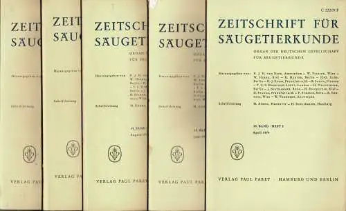 Zeitschrift für Säugetierkunde. Organ der Deutschen Gesellschaft für Säugetierkunde. Vol. 39 (2-6). 