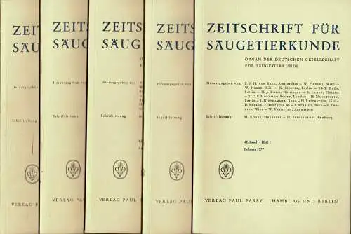 Zeitschrift für Säugetierkunde. Organ der Deutschen Gesellschaft für Säugetierkunde. Vol. 42 (1,2,4,5,6). 