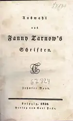 Auswahl aus Fanny Tarnow`s Schriften - Zehnter Band. 