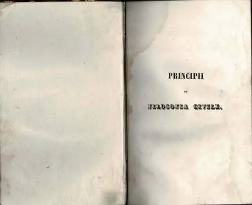 Principii di Filosofia civile. Volume I. 