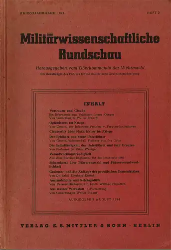 Militärwissenschaftliche Rundschau. Kriegsjahrgang 1944, Heft 2. 