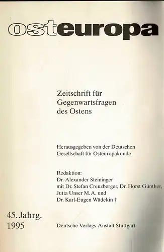 osteuropa. Zeitschrift f?r Gegenwartsfragen des Ostens, Registerband zum 45. Jahrgang (1995). 