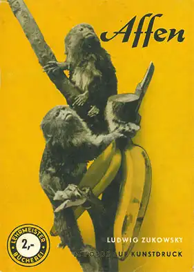 Affen als Zimmergenossen und im Zoo. Lehrmeister-Bücherei Nr. 19 (Titelbild: Zwergseidenäffchen, gelber Hintergrund). 