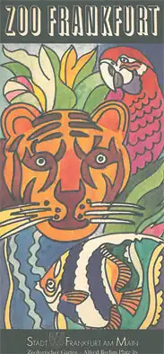 Faltblatt (Zeichnung Tiger und andere Tiere). 