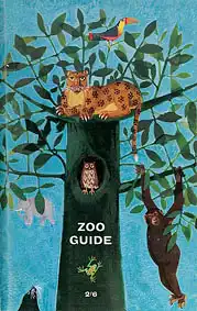 Zoo Guide (Zeichnung Baum, Tukan, Leopard, Eule, Affe, etc.). 