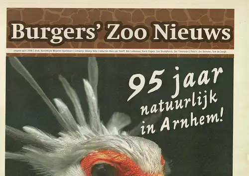 Burgers' Zoo Nieuws. 95 jaar naturlijk in Arnhem!. 