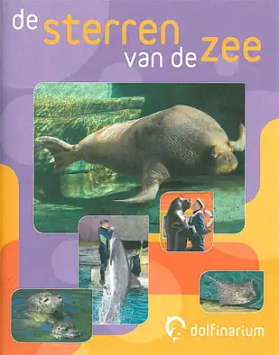 de sterren van de zee (Walross unter Wasser und kleine Bilder) mit Banderole und Lageplan. 