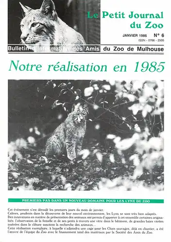 Le Petit Journal du Zoo Janvier 1986 - No 6. 