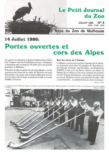 Le Petit Journal du Zoo Juillet 1986 - No 8. 