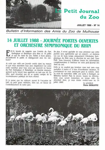 Le Petit Journal du Zoo Juillet 1988 - No 14. 