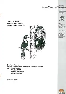 Great Hornbill. European Studbook 1997. 